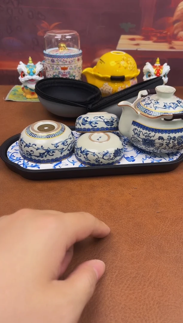 陶瓷茶具摆件旅行套组