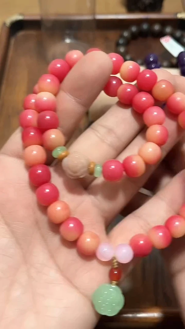 【闪购商品】檀香木精品推荐樱桃粉双圈手串