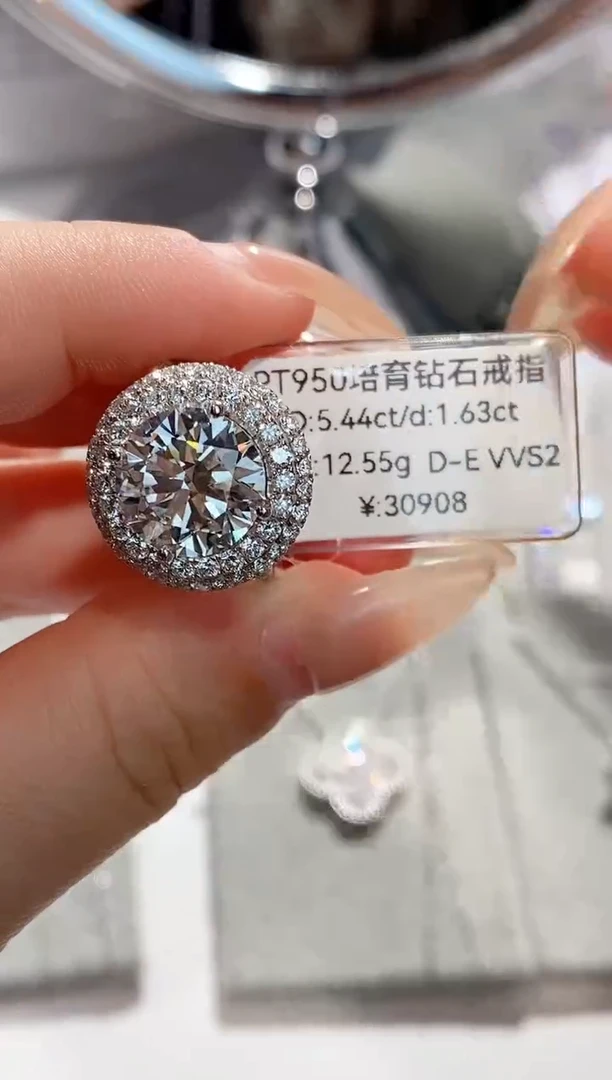 铂Pt950镶嵌实验室培育钻石y**g5.44