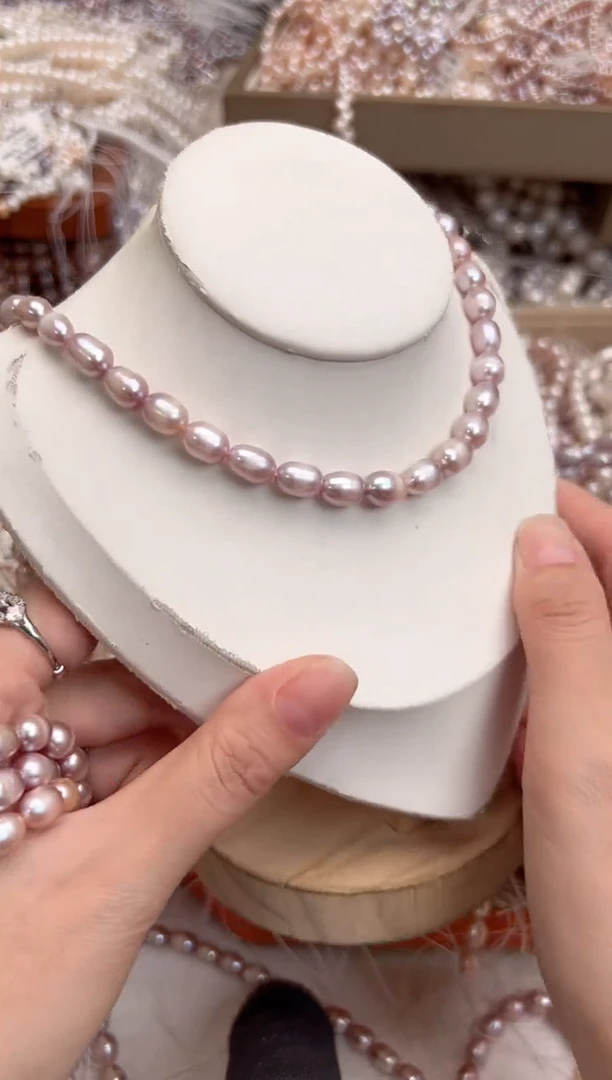 未镶嵌福利淡水珍珠粉紫色*强光珍珠项链无核7mm左右