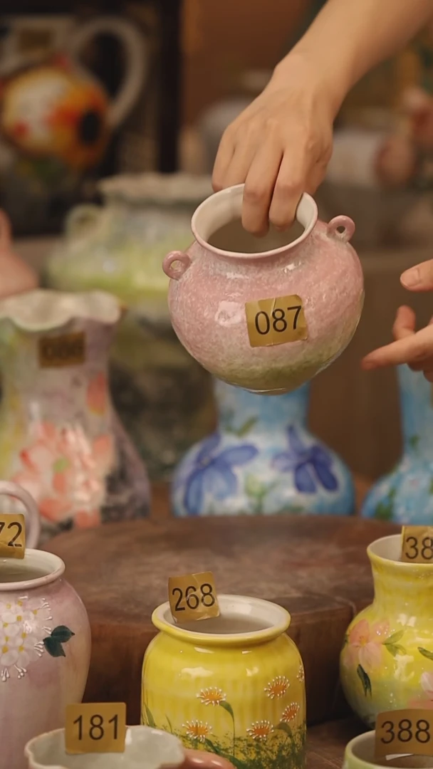 陶瓷087景德镇设计师手作花器摆件侘寂风