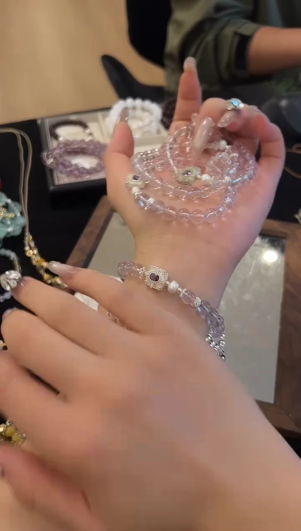 未镶嵌手链水晶紫水设计款手串