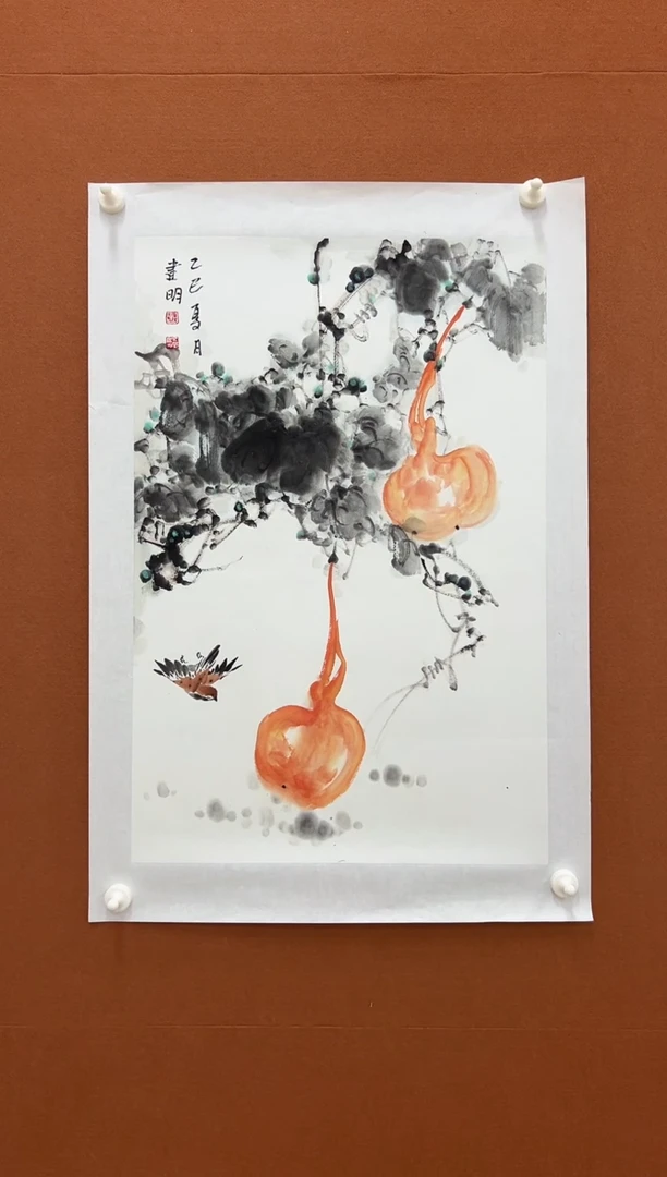 国画童建明2.7平尺花鸟