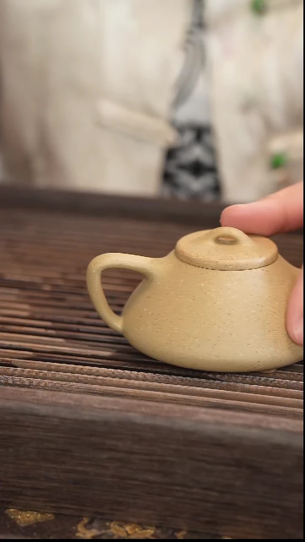 茶壶紫砂子冶石瓢 【宽口】本绿 半手工 160cc