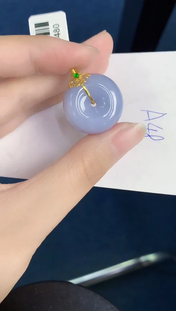 翡翠18K金镶嵌颈饰天然翡翠緬甸A貨