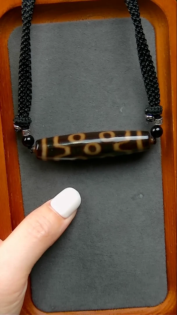 【闪购商品】玛瑙/玉髓珠宝半成品未镶嵌天缘黑金七眼13*57