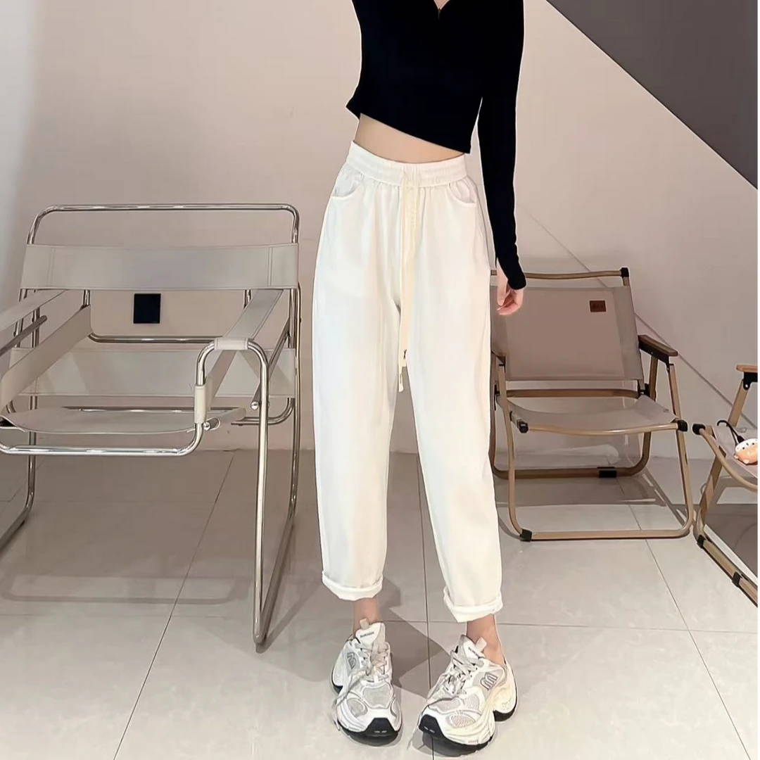 大码女装—5888春季高弹水洗棉宽松休闲裤哈伦裤显瘦高腰休闲裤