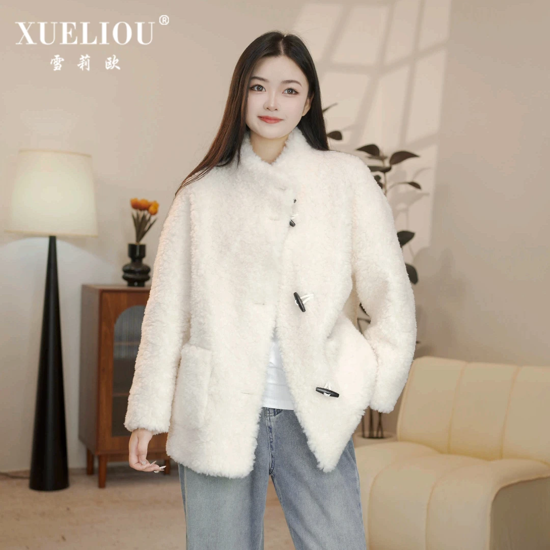 海宁源头厂家颗粒100%羊毛短外套2025新款洋气毛毛外套