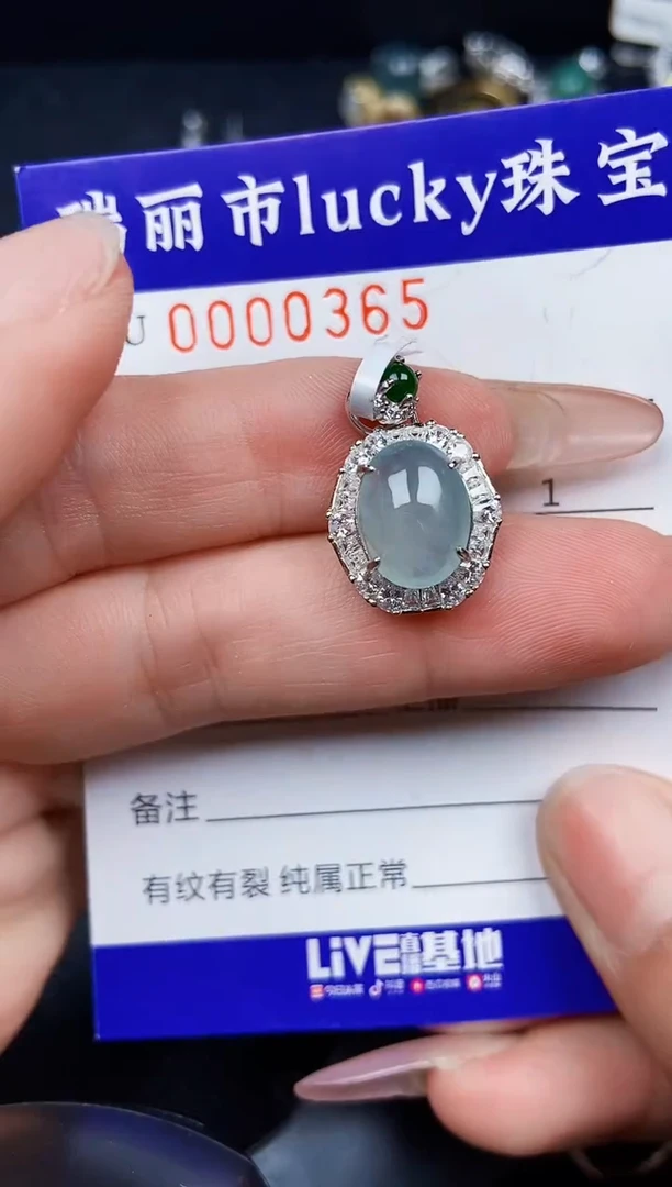 翡翠银S925镶嵌颈饰0365