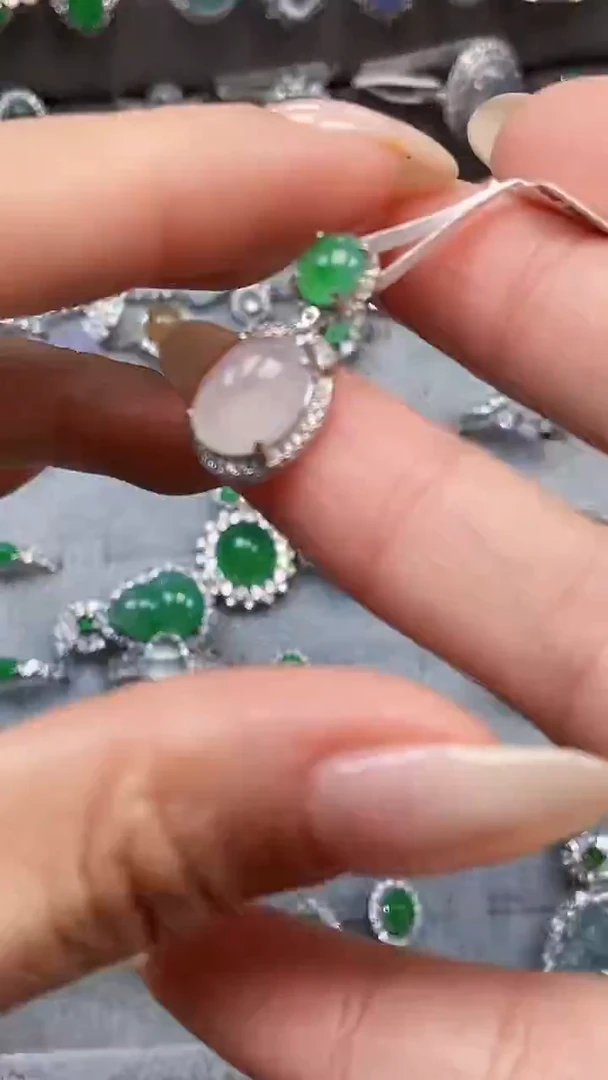 银S925镶嵌戒指翡翠平**福6785