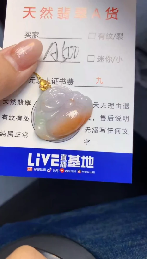 颈饰18K金镶嵌翡翠天然A货缅甸翡翠百元以上9元证书费自理