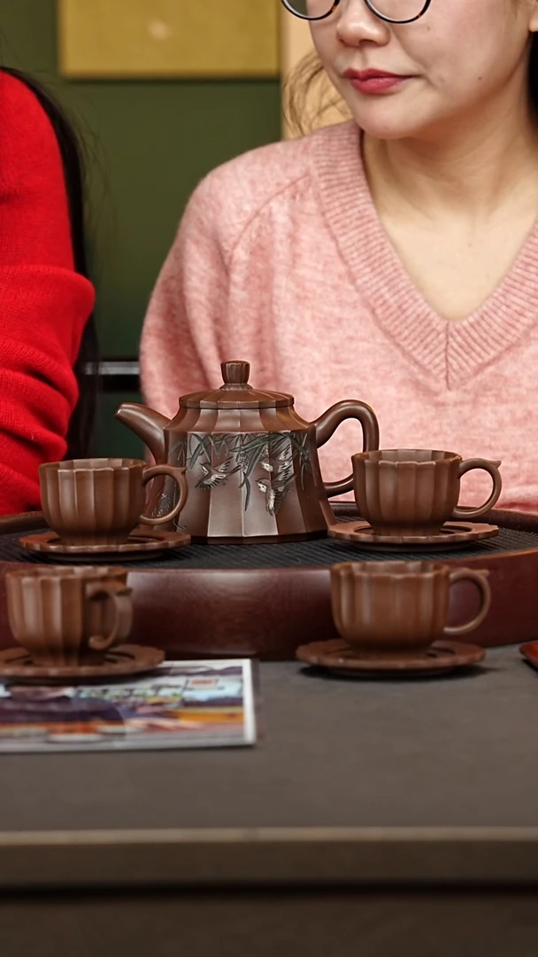 茶壶紫砂16WSG裙风套组 老紫泥400cc