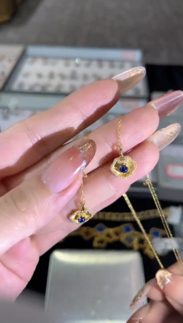 项链蓝宝石18K金镶嵌   JZ 多样性发一