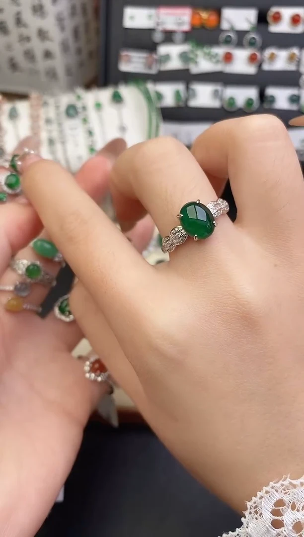 银S925镶嵌戒指翡翠0