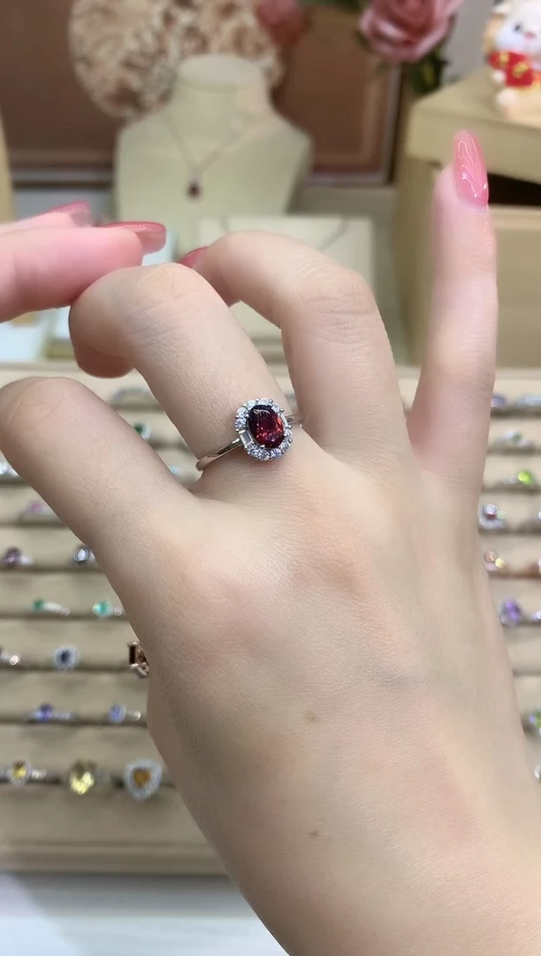 银S925镶嵌戒指石榴石石榴石