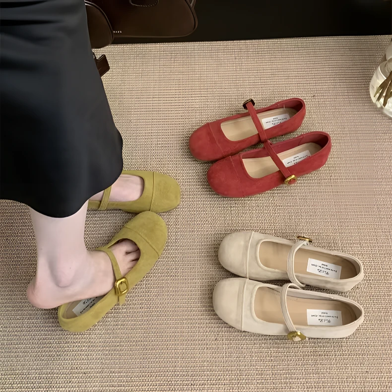 复古小众芭蕾风圆头浅口单鞋女2025春秋新款法式仙女风平底豆豆鞋