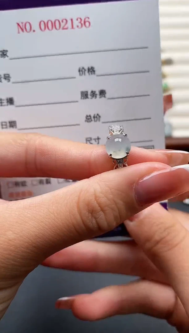 银S925镶嵌戒指翡翠666666+1