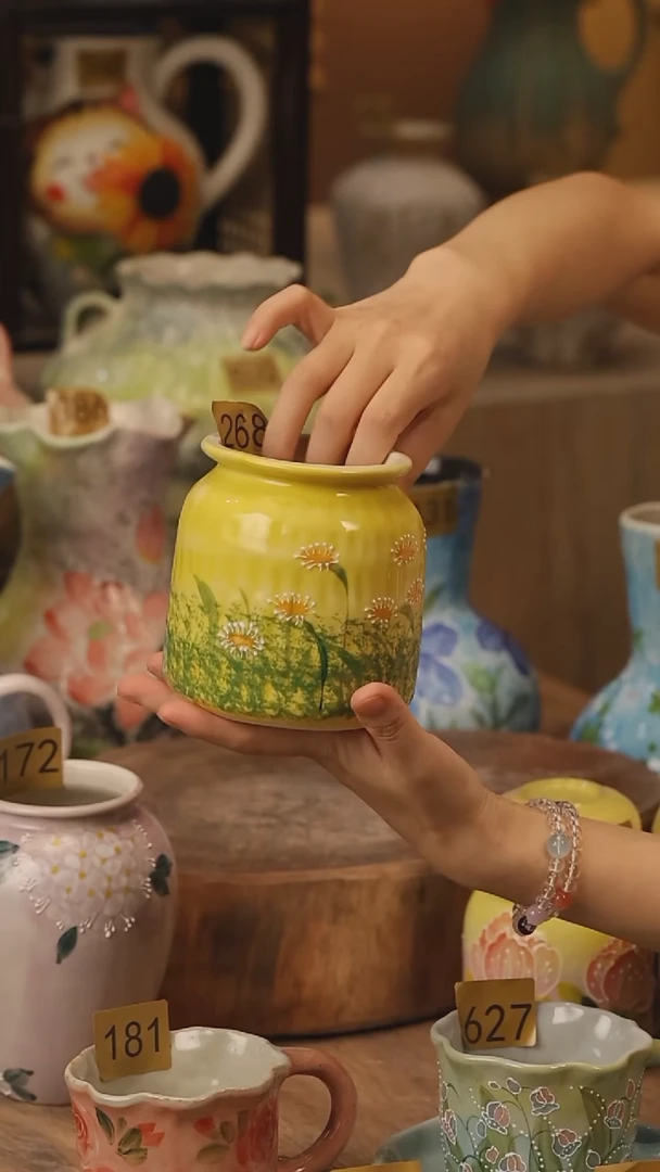 陶瓷268景德镇设计师手作花器摆件侘寂风