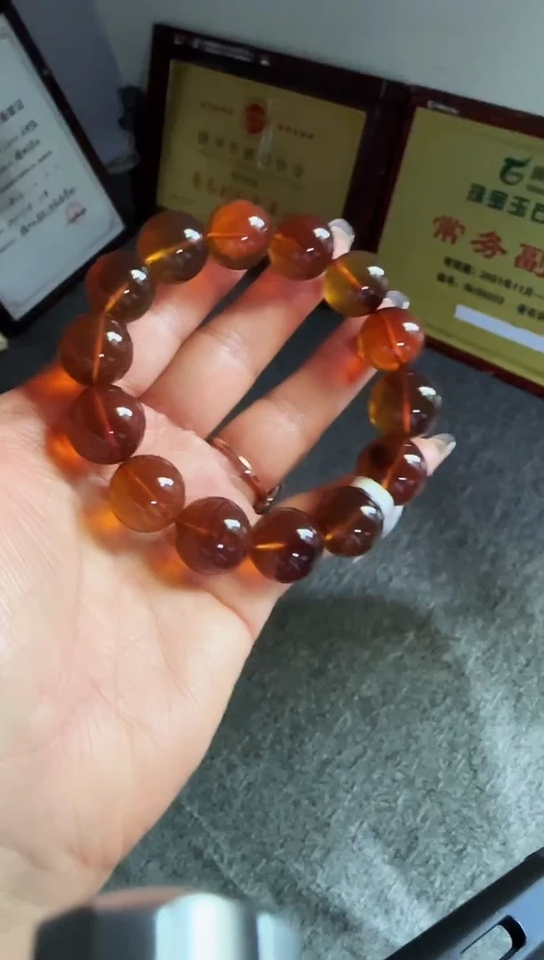 手串琥珀未镶嵌#12缅甸琥珀紫罗兰手串16mm