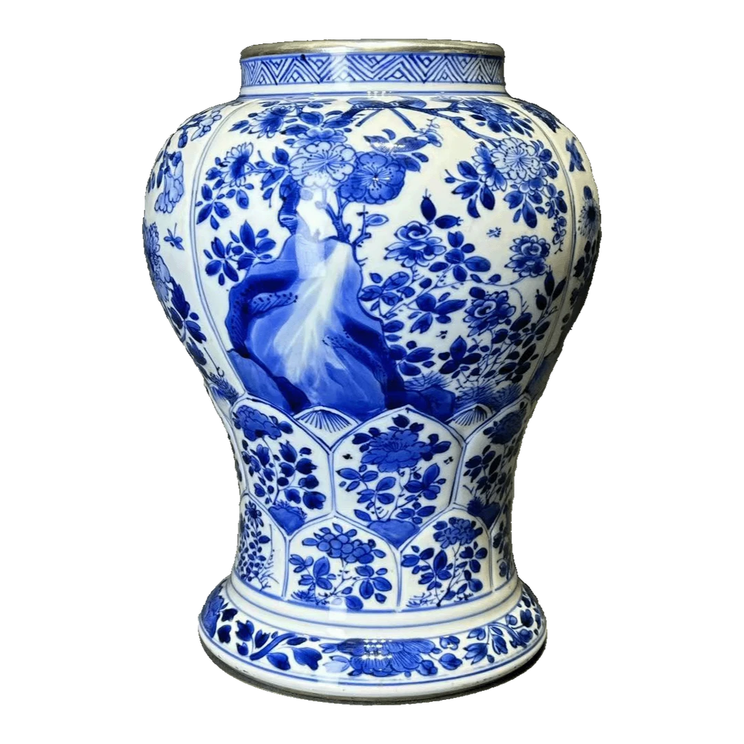 25320411x青花喜鹊牡丹花鸟纹凤尾樽