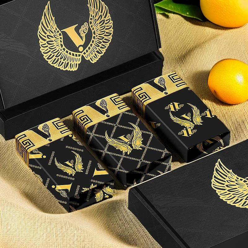 夏季高档男士运动短裤透气抗菌平角裤印花磁石内裆四角短裤礼盒装