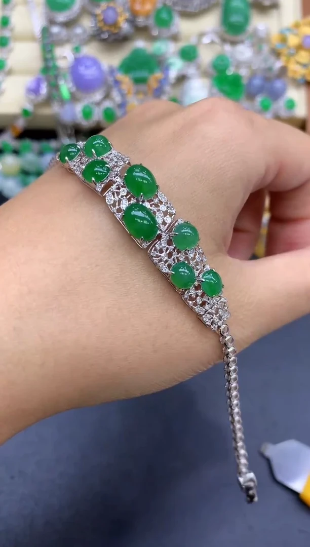 18K金镶嵌手链翡翠837-中国好珍宝