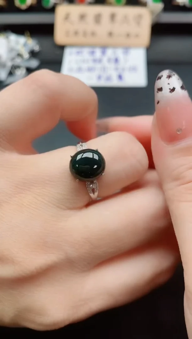 银S925镶嵌戒指翡翠1