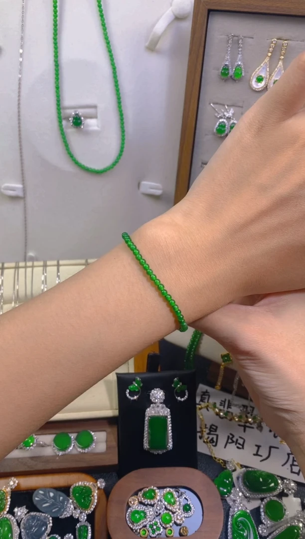 银S925镶嵌手链翡翠小米珠手链
