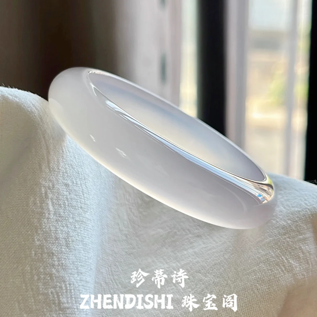 正品冰种玉髓手镯天然玛瑙玉镯白月光荔枝冻镯子女送闺蜜礼物正品