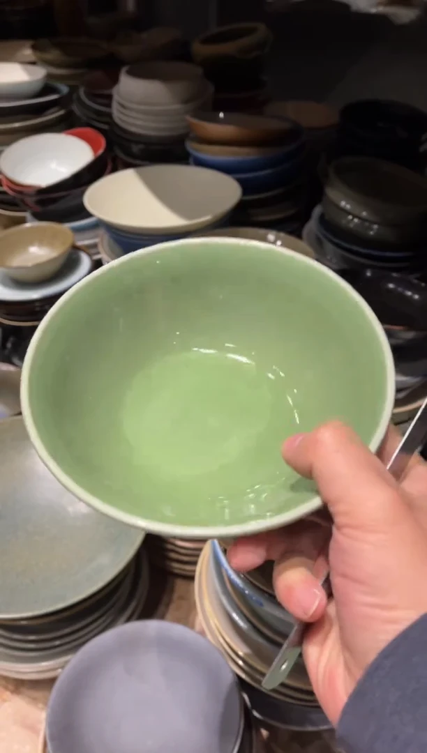 【闪购商品】瓷片267微瑕绿色粥碗1个