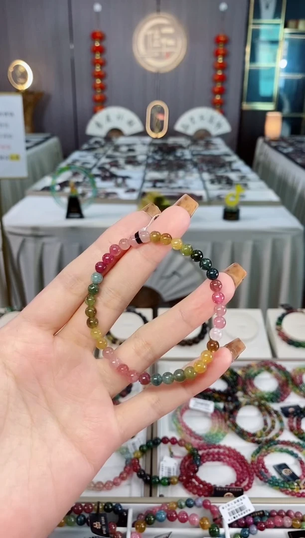 未镶嵌老矿碧玺色标单圈手串5mm+碧玺dan多样性发货一条