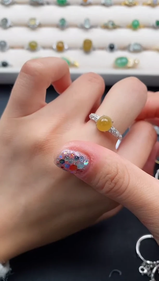 银S925镶嵌戒指翡翠22222222+2