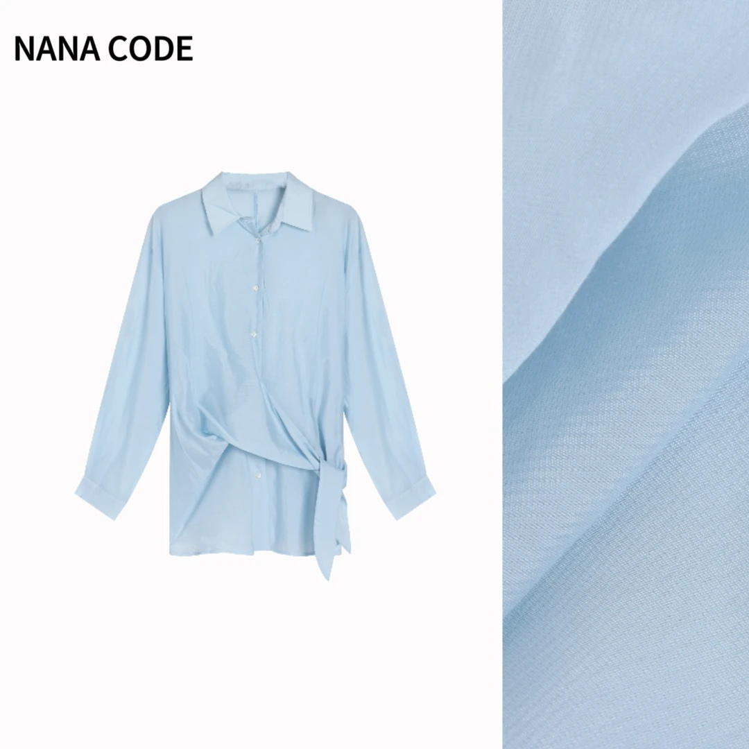NANA定制 绑带收腰不规则衬衫2025春夏气质百搭防晒衫1066
