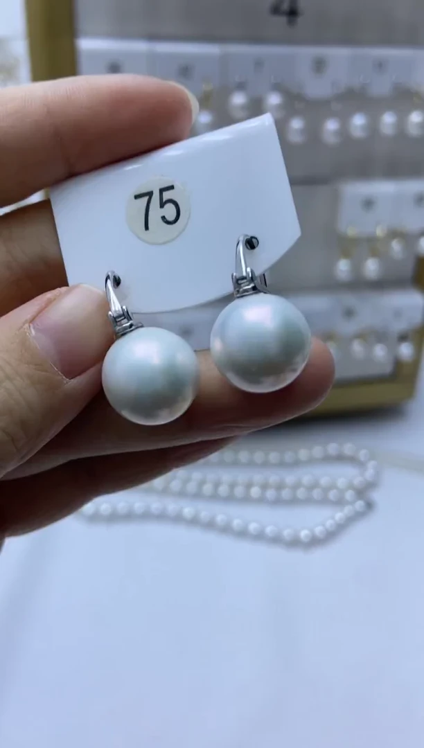 银S925镶嵌耳饰淡水珍珠75
