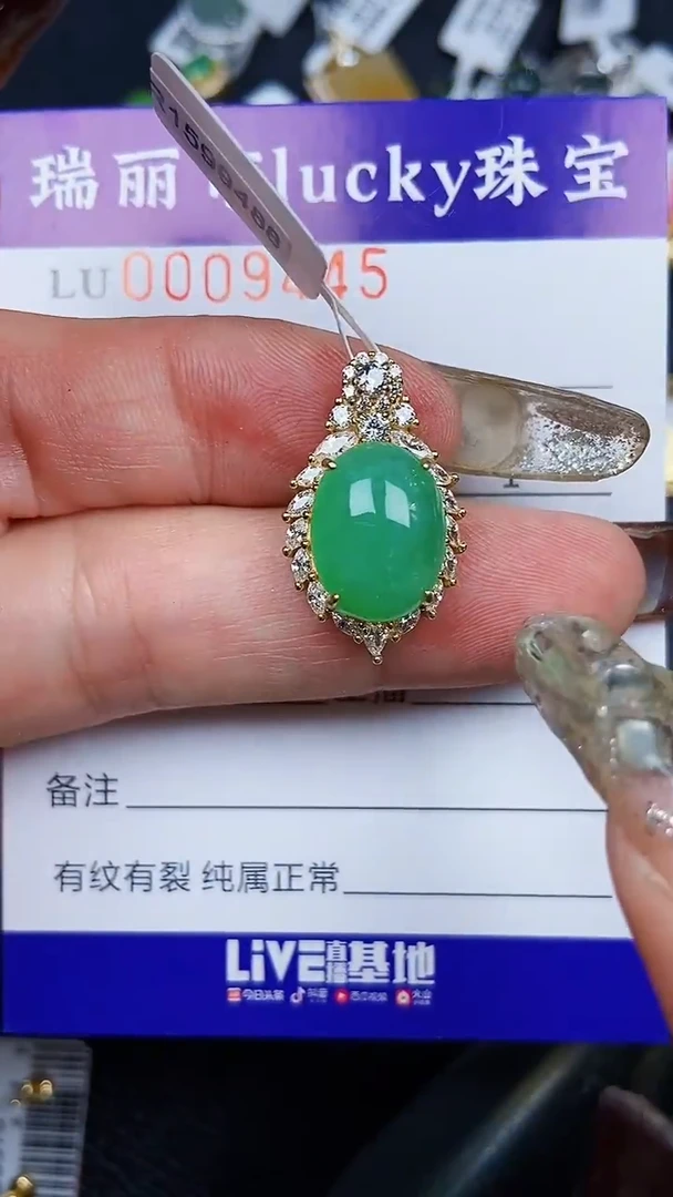 颈饰银S925镶嵌翡翠9445