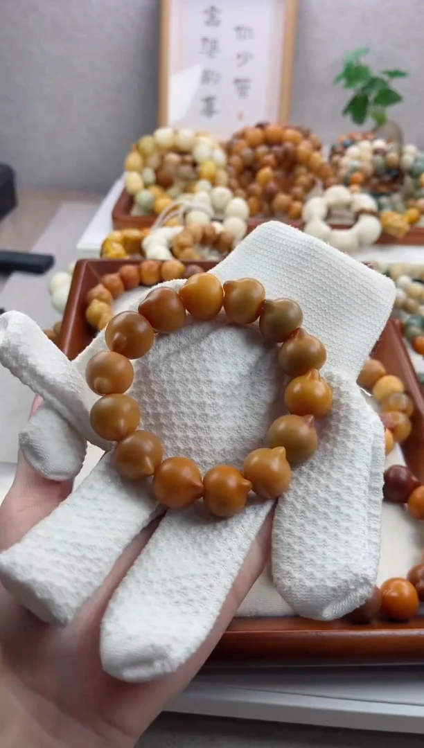 【闪购商品】菩提根/象牙果手串干磨猫猫头19mm瑕疵不补N07