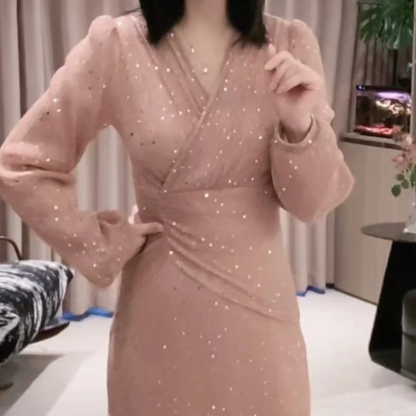 【不加绒】轻奢高级感气质显瘦女人味高级感连衣裙YF2501