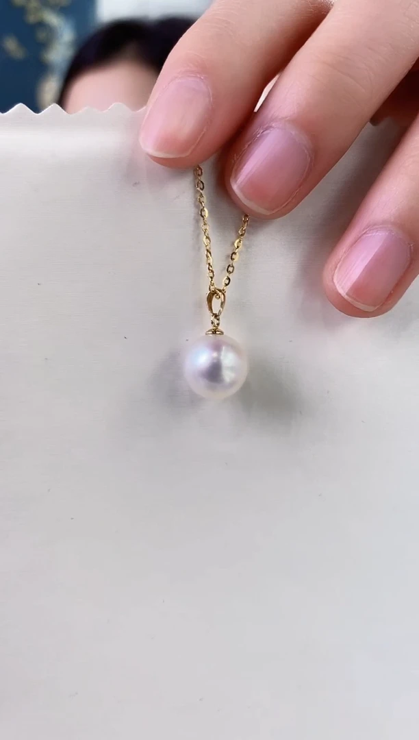 【闪购商品】海水珍珠吊坠(不含链)18K金镶嵌10-11澳白珍珠吊坠