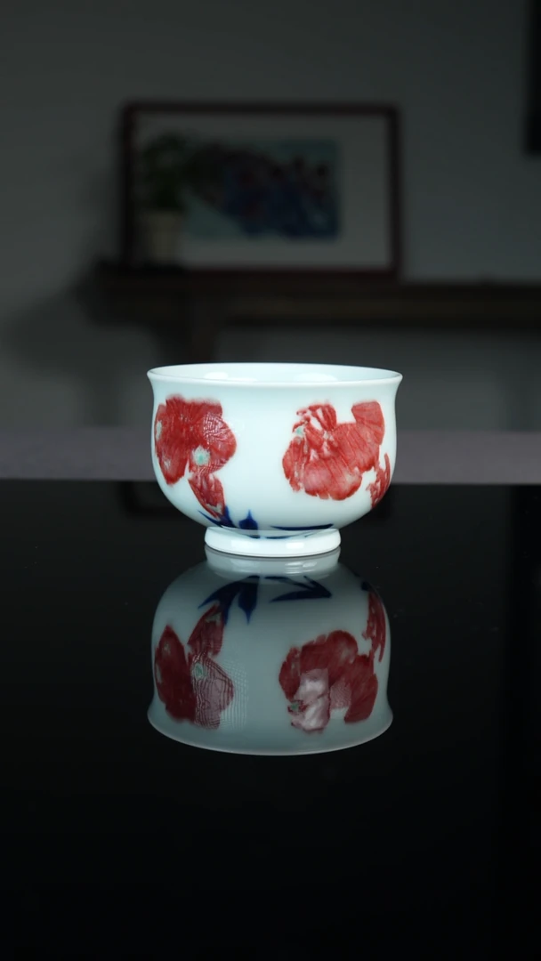 【闪购商品】瓷片《和和美美》青花釉里红主人杯