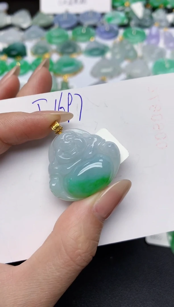 颈饰18K金镶嵌翡翠天然缅甸A货翡翠百元以上9元证书费自理