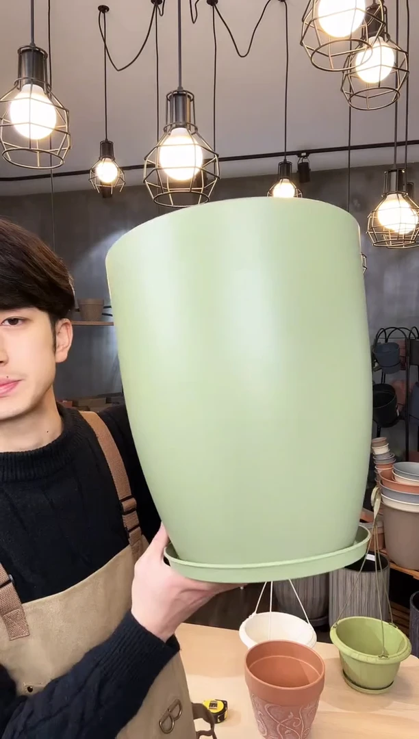 【闪购商品】塑料12寸克里欧子弹盆抹茶绿色3套带托