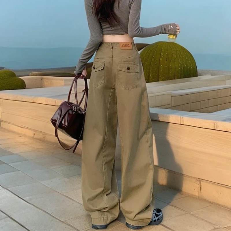 2025新款美式复古镰刀阔腿工装裤男款潮流宽松垂感拖地直筒裤子