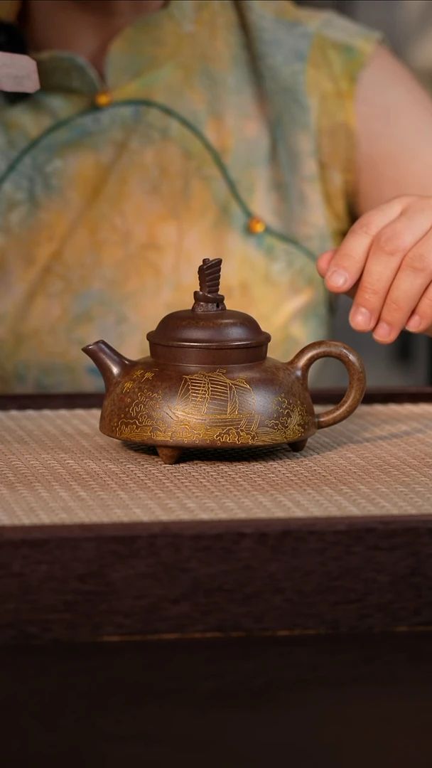 茶壶紫砂虎皮金砂柴烧 220cc