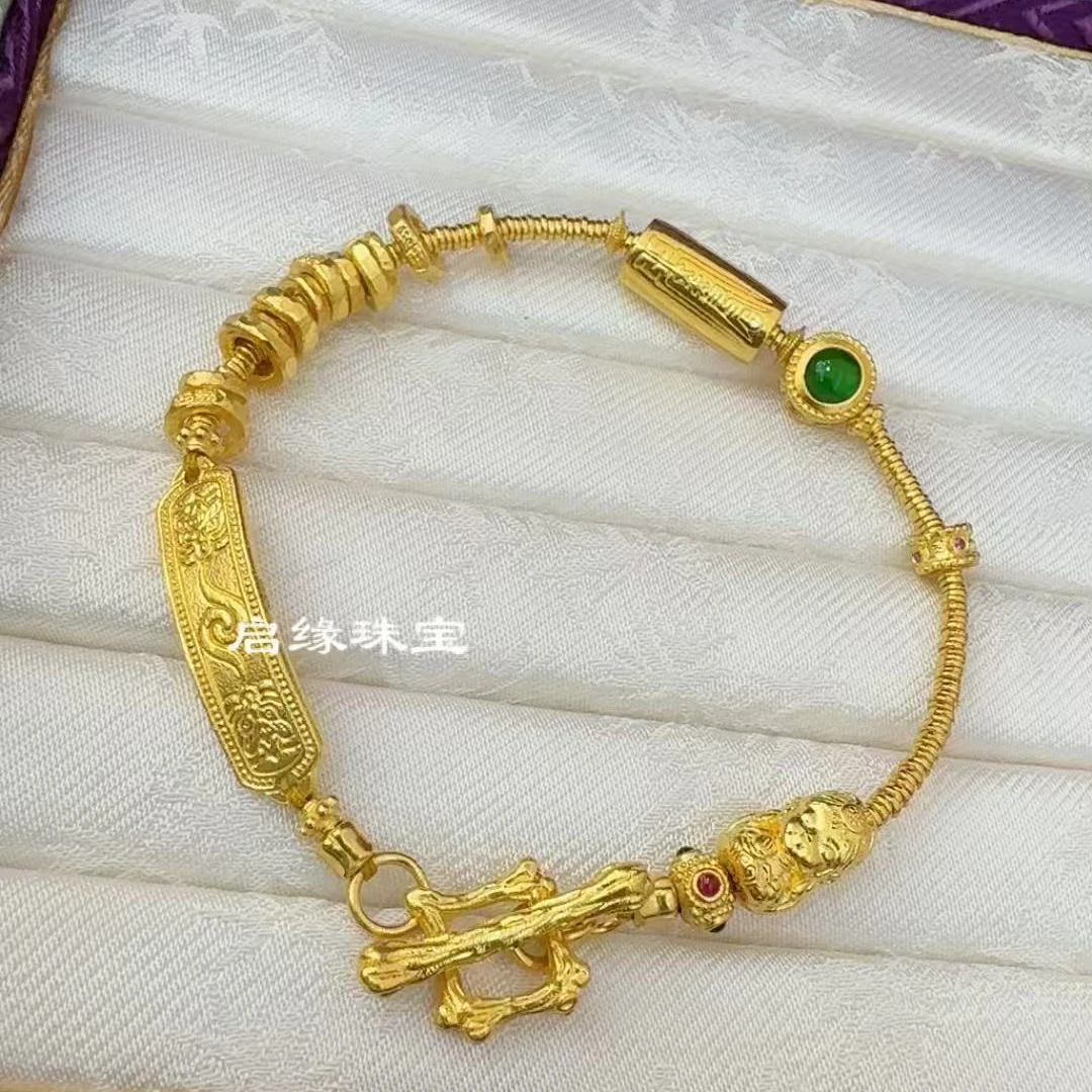 足金小扎岁岁牌手链