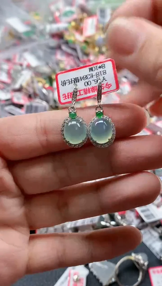 银S925镶嵌戒指翡翠天然A货缅甸翡翠