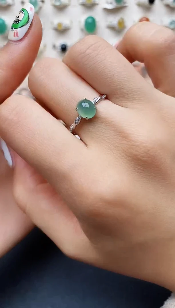 【闪购商品】翡翠戒指银S925镶嵌缅甸翡翠