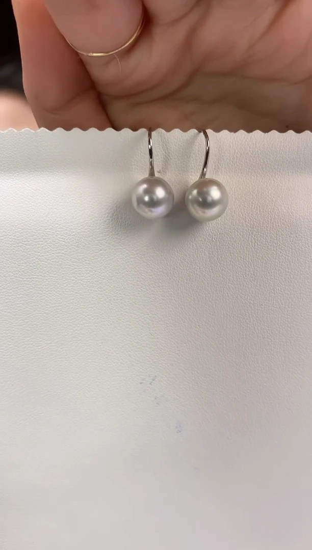 银S925镶嵌耳饰海水珍珠10-11澳白珍珠耳饰