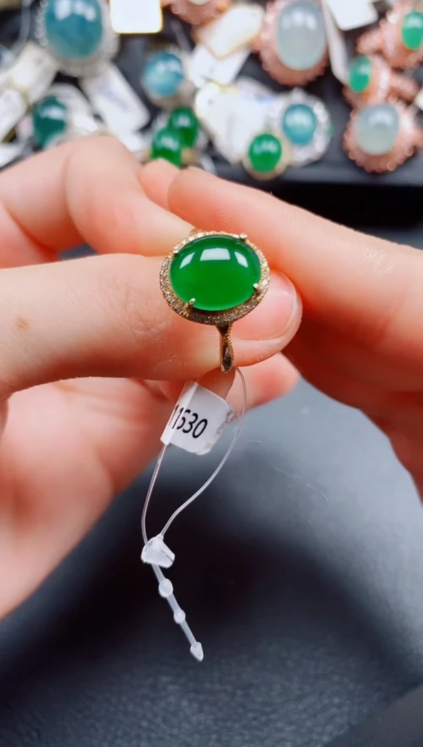 银S925镶嵌戒指翡翠翡翠