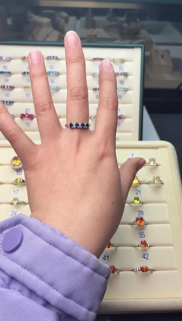 戒指蓝宝石银S925镶嵌1