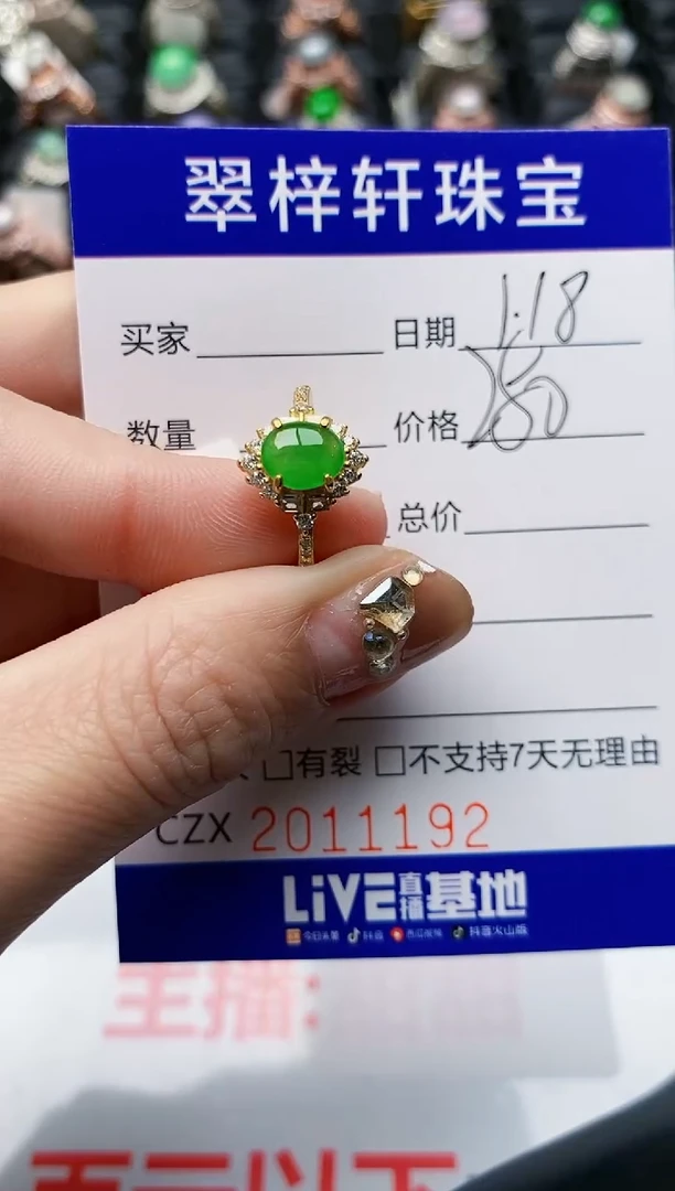【闪购商品】翡翠戒指银S925镶嵌1192